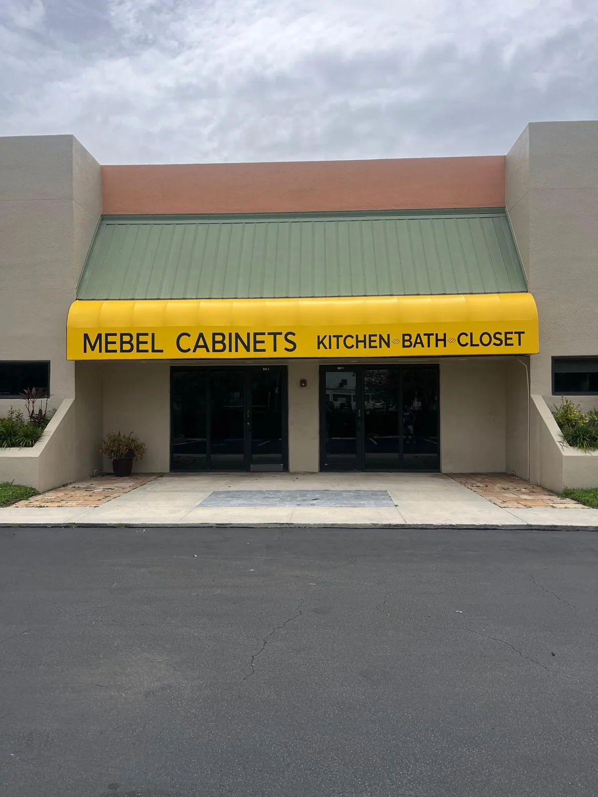 Front view of the MEBEL CABINETS cabinetry showroom on North Powerline Road