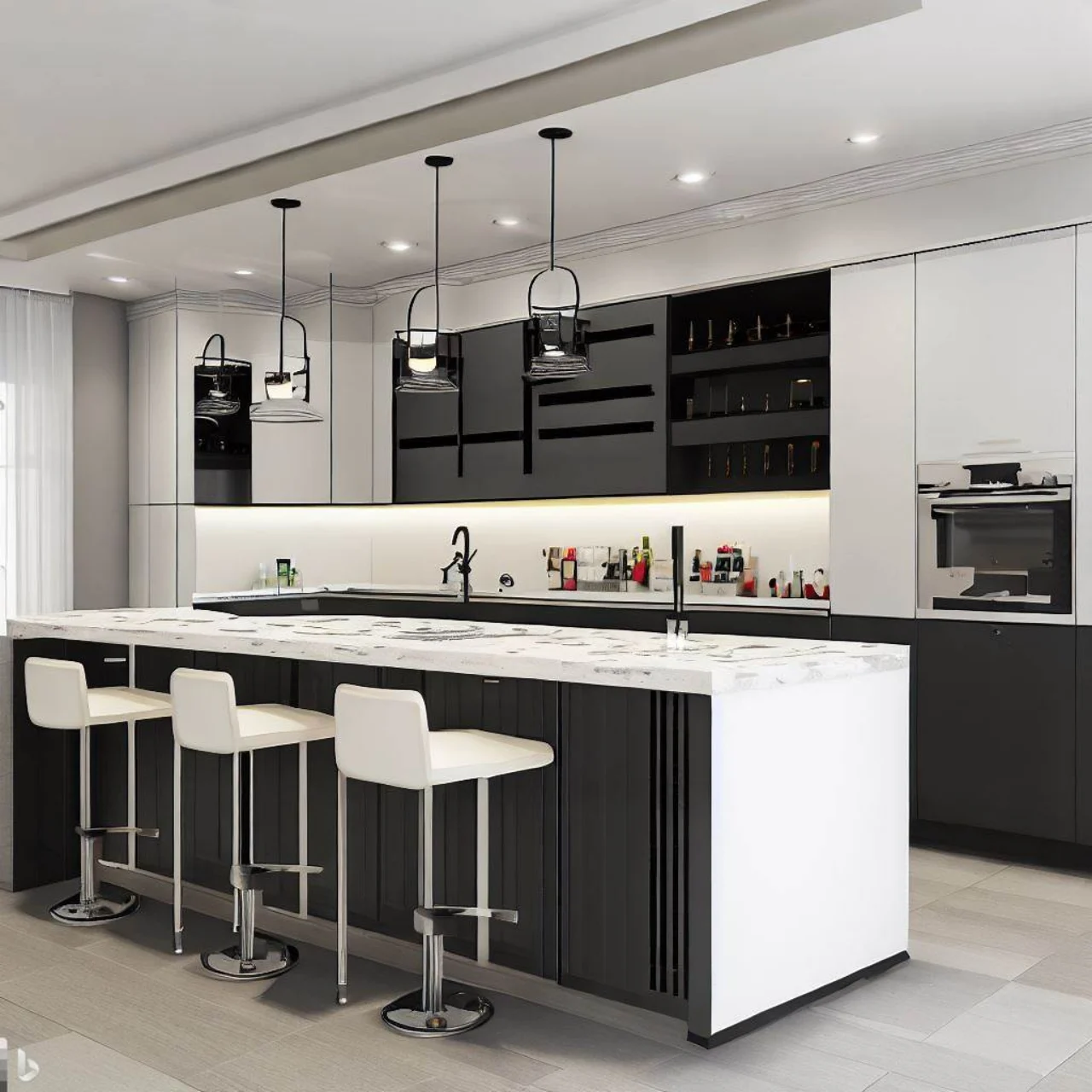 Black and white gloss bar
