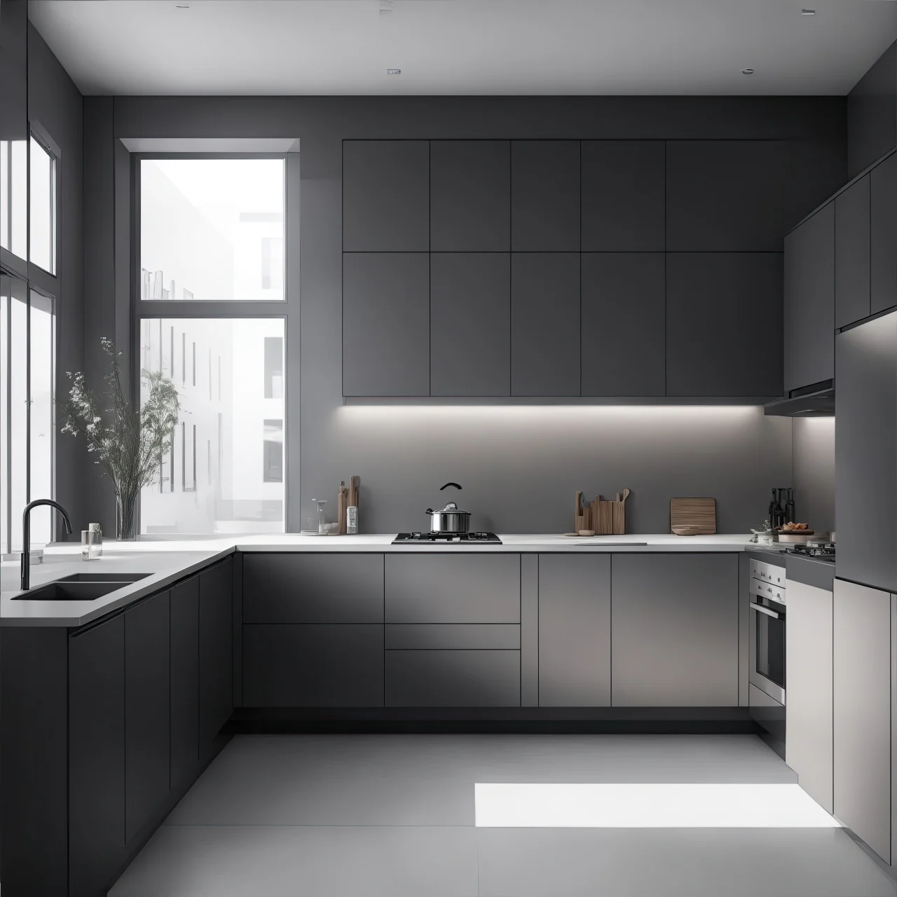 Grey matt kitchen
